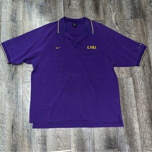 Vintage Nike Team LSU TIGERS UNIVERSITY Embroidered Logo Polo Men’s XL PURPLE